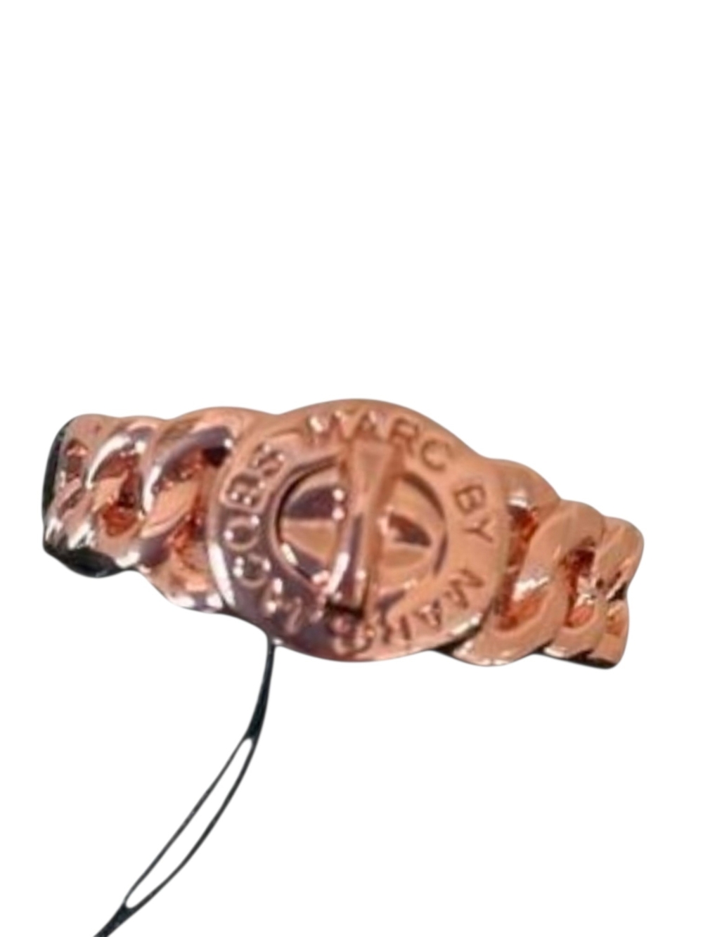 Marc Jacobs Rose Gold Chain-Link Turnlock Logo Ring NWT & Dusty! Sz 8 (M/L) - Picture 7 of 9